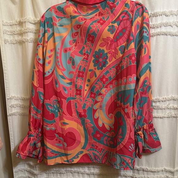 Cherry Betty Pink and Teal Paisley Blouse - Picture 4 of 7